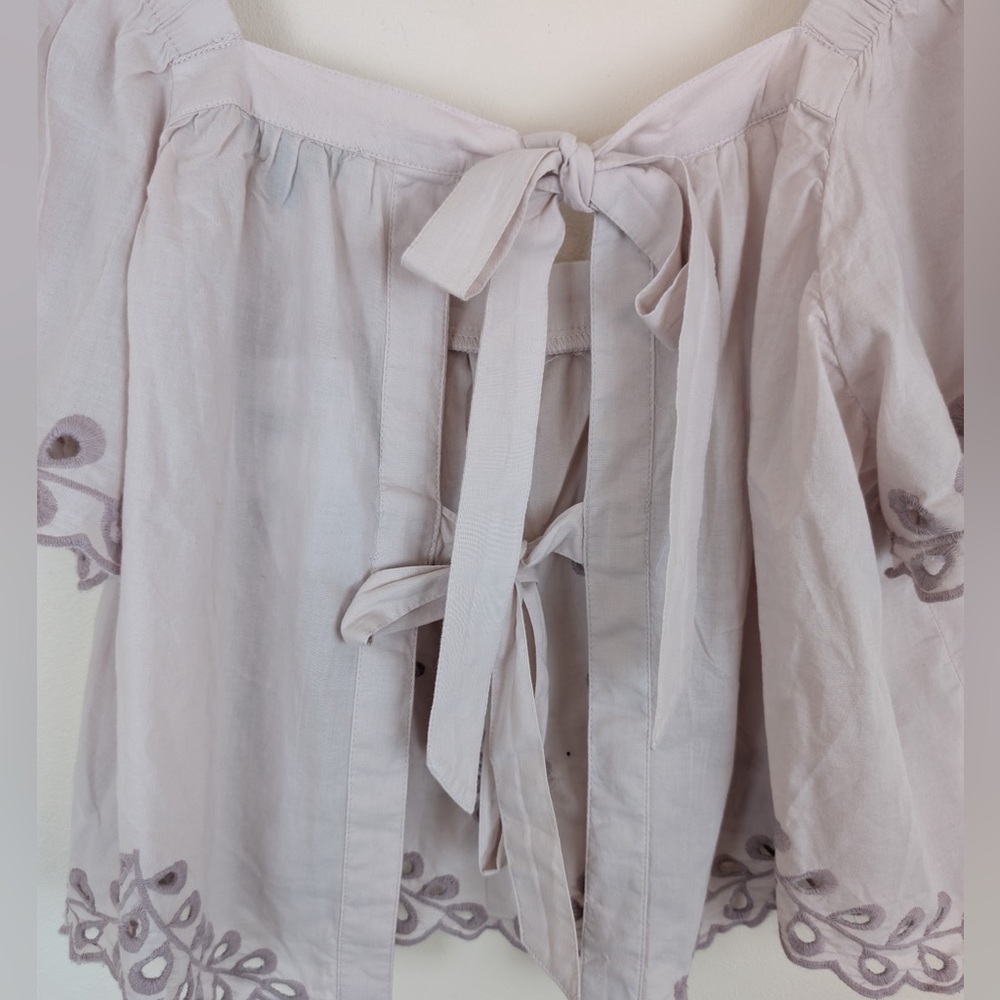 American Eagle Tie Back Eyelet Crop Top - Picture 7 of 9